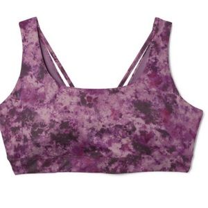 NWT Athleta Exhale Printed Bra. Size XS. A to C Cup, Floral Tie Dye Purple